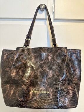 Dooney & Bourke Brown Snake-Print Leather Tote